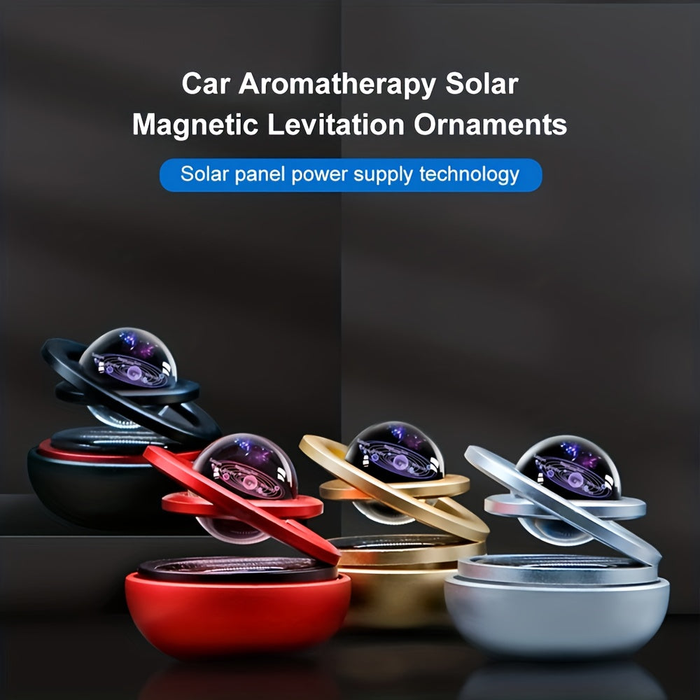 Solar-powered rotating car air freshener with original scented perfume for decoration and aromatreatment in car interiors, suitable for both men and women.