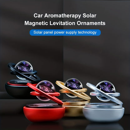 Solar-powered rotating car air freshener with original scented perfume for decoration and aromatreatment in car interiors, suitable for both men and women.