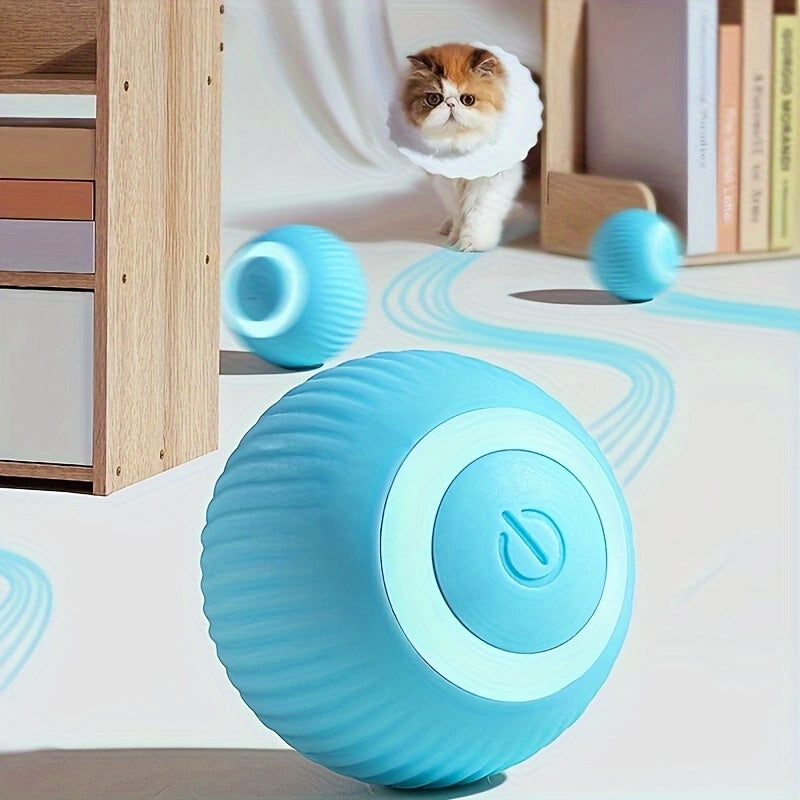 Electric rolling ball cat toy for playful kittens and cats, self-moving and smart.