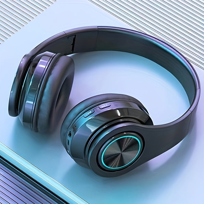 Wireless headphones with headband support, card insertion, and both wired and wireless functionality for multi-use.