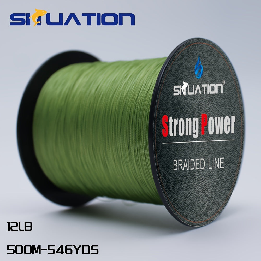 SIIUATION Ultra-Durable 499.87m PE Braided Fishing Line - 4-Strand, Anti-Abrasion, Smooth Long Casts, Available in Various Strengths, Super Strong, Multifilament.