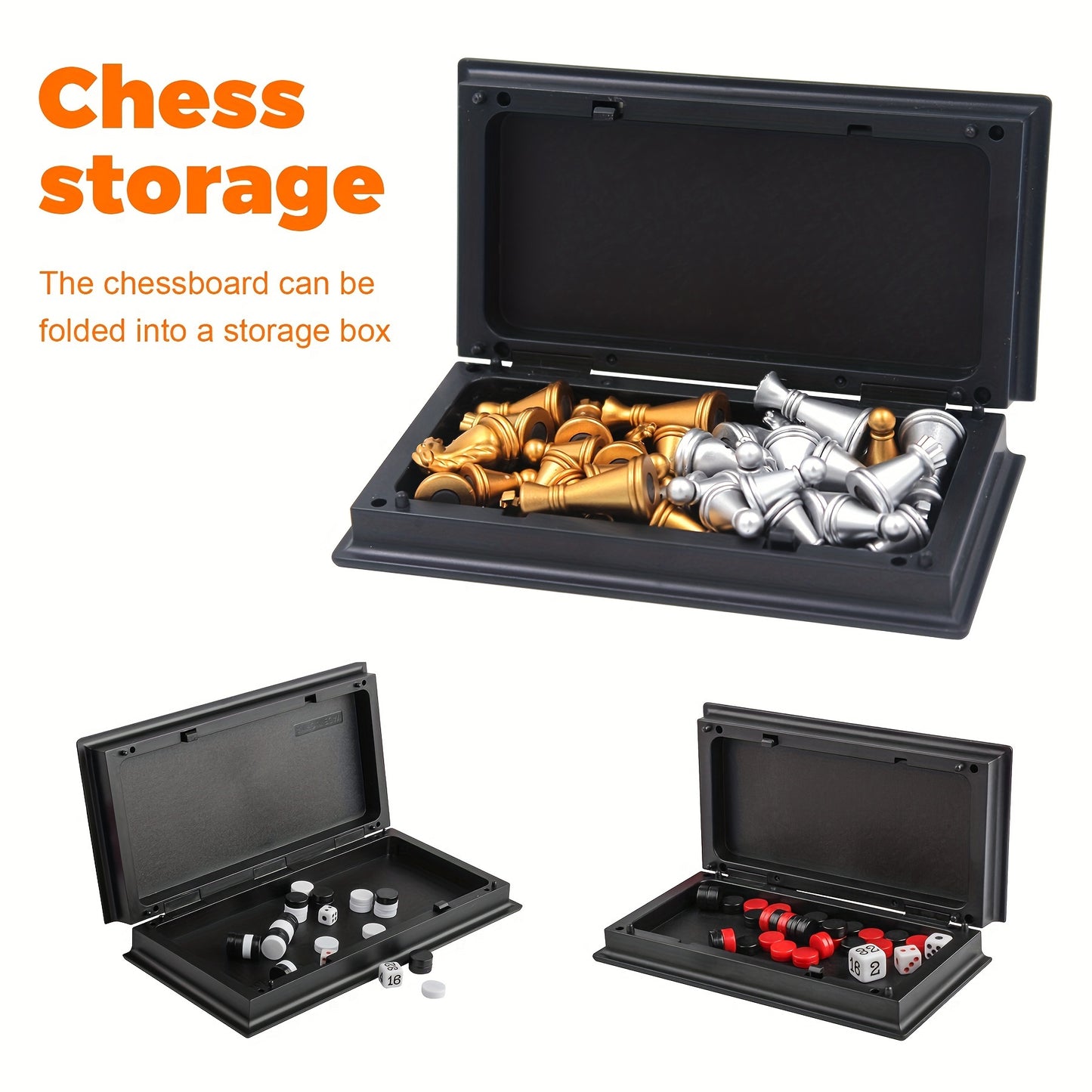 Mini Magnetic Chess Board Games and Classic Backgammon Set, Small Portable Folding Travel Set with 12.7cm Magnetic Chess.