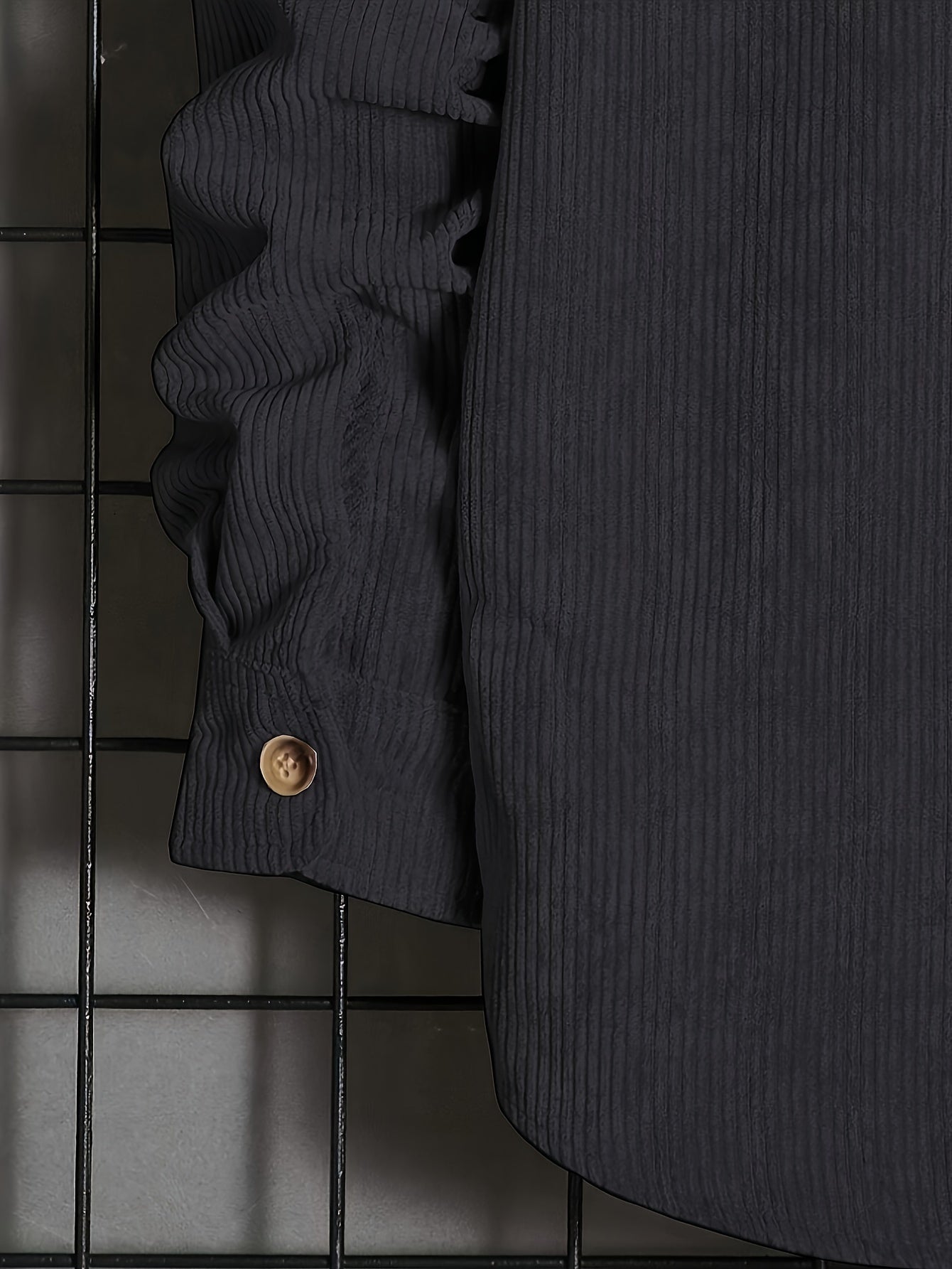 Men's corduroy lapel two-piece suit for daily or casual wear in autumn and winter, featuring slanted pockets, drawstring design, and loose fit.