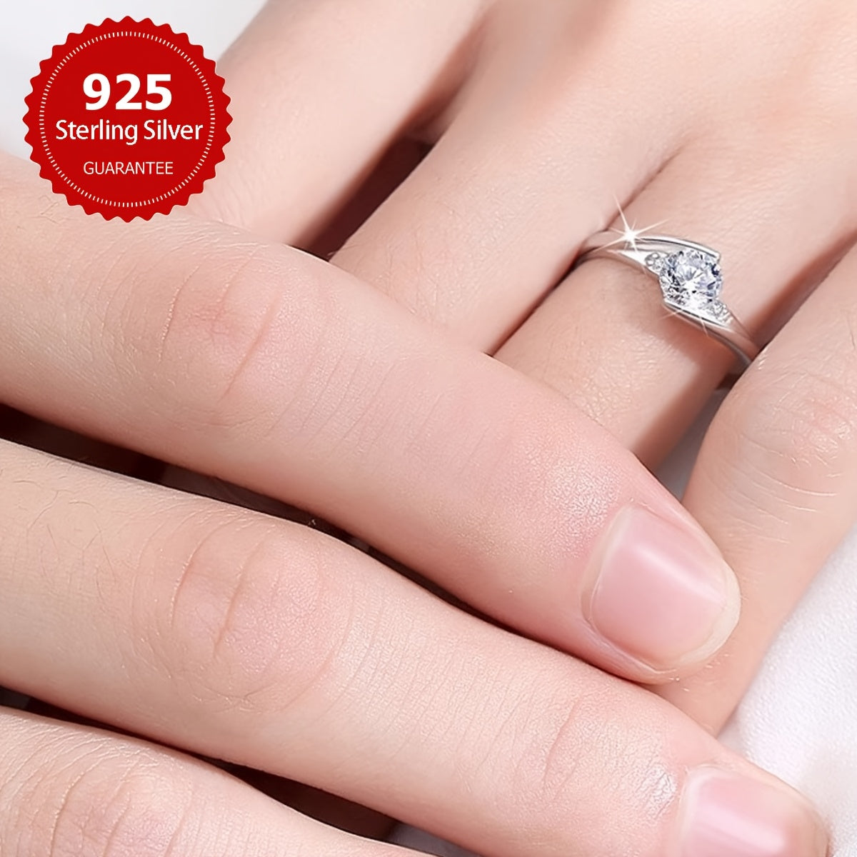 925 Sterling Silver Promise Rings Set with 0.5 Carat Moissanite, Elegant and Luxurious, Ideal for Engagement, Wedding, Anniversary, Valentine's Day, or Any Occasion