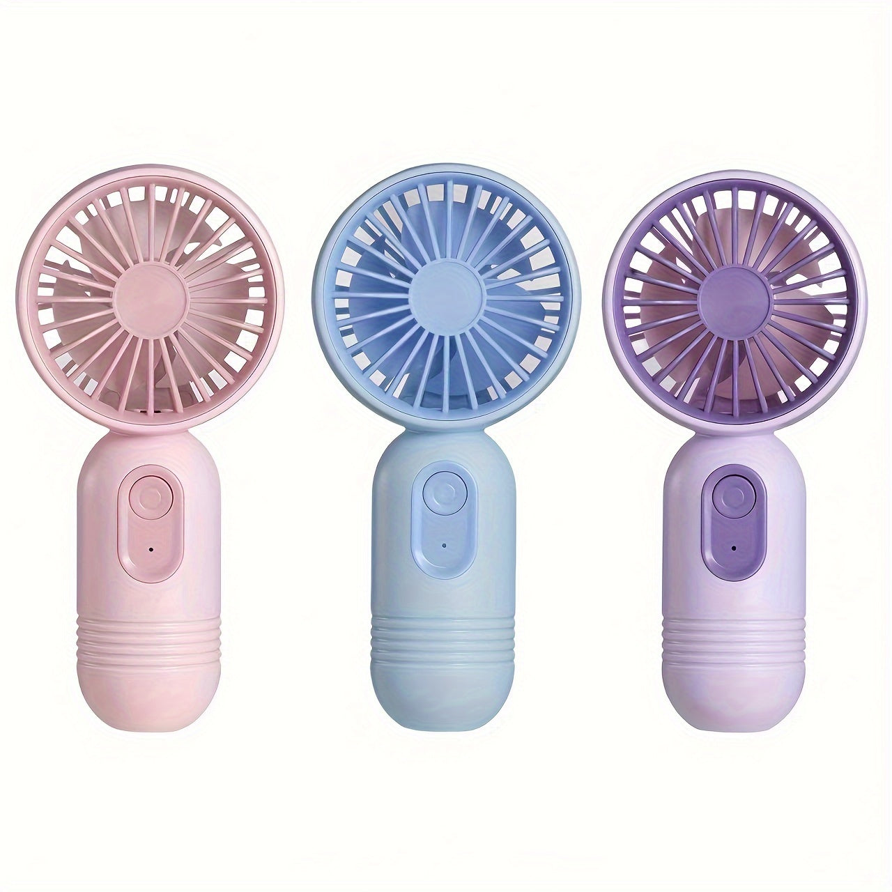 Mini fan set includes 3 pieces of portable fans with lanyards for neck hanging, USB charging, and 3 adjustable speeds. Ideal for staying cool in hot weather, this makeup and handheld fan is perfect for office, outdoor activities, travel, and camping. A