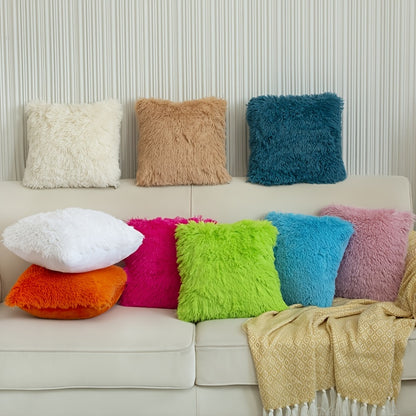 Luxurious 18x18 inch faux fur throw pillow cover for sofa, bedroom, or car.