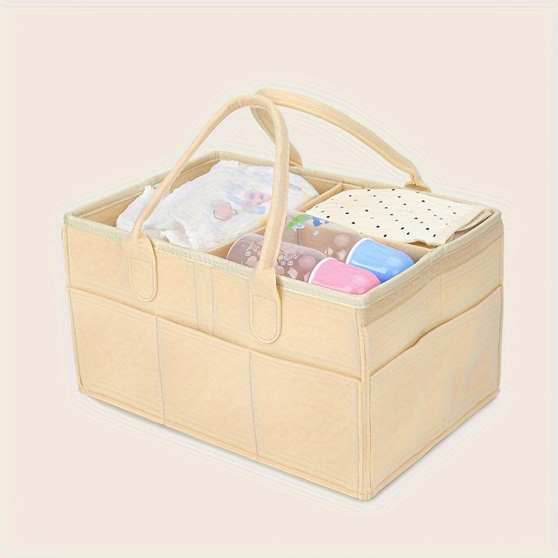 Large capacity khaki diaper storage bag with zipper for organizing diapers, perfect gift for holidays such as Christmas, Halloween, Thanksgiving, New Year's, Easter, and Valentine's Day.