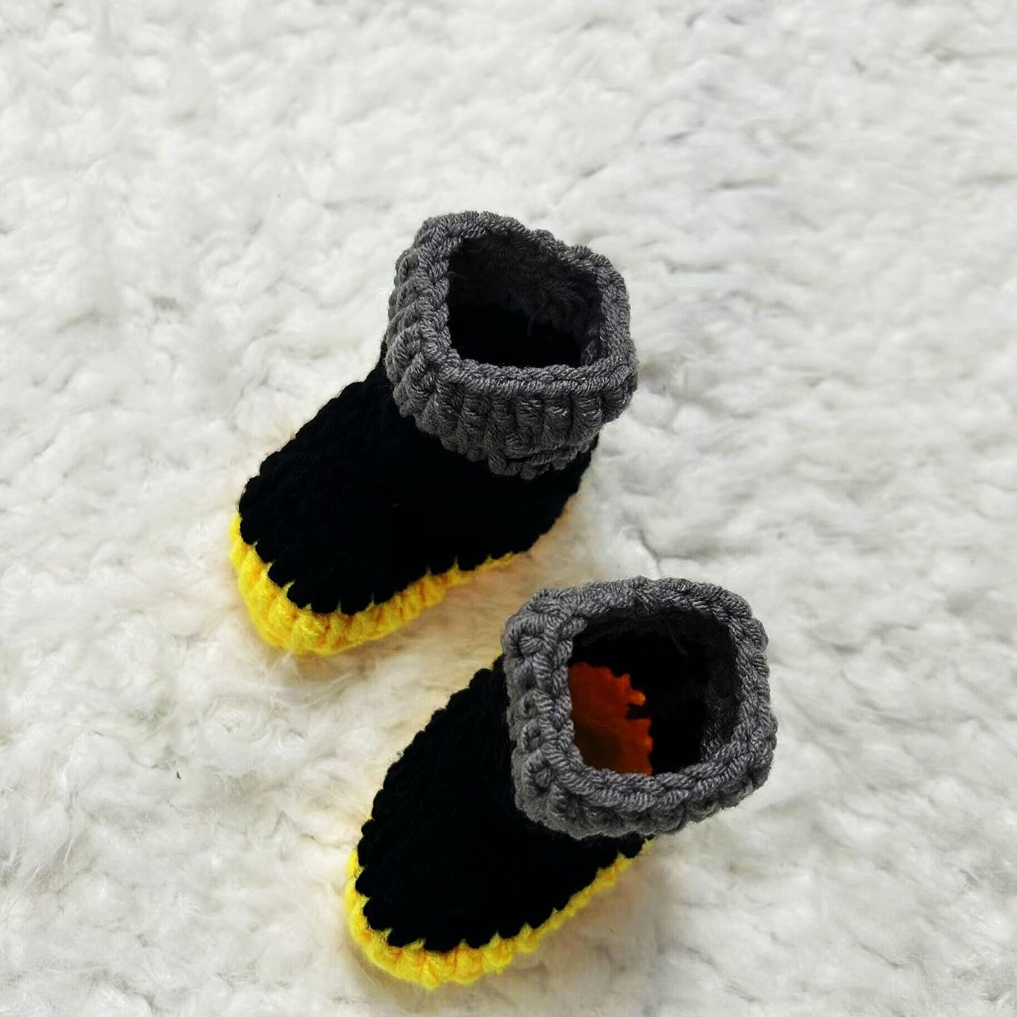 Set of 3 FD Firefighter Newborn Baby Photography Props, including crochet yarn hat, overalls, and boots.