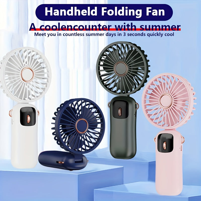 Compact Mini Handheld Fan with LED Display, 90° Foldable, Rechargeable via USB 1200mAh Lithium Battery, 100 Adjustable Speeds, Button Operated, Suitable for Indoor & Outdoor Activities, Featuring Exhaust Fan Design for Office, Bedroom, Travel, and