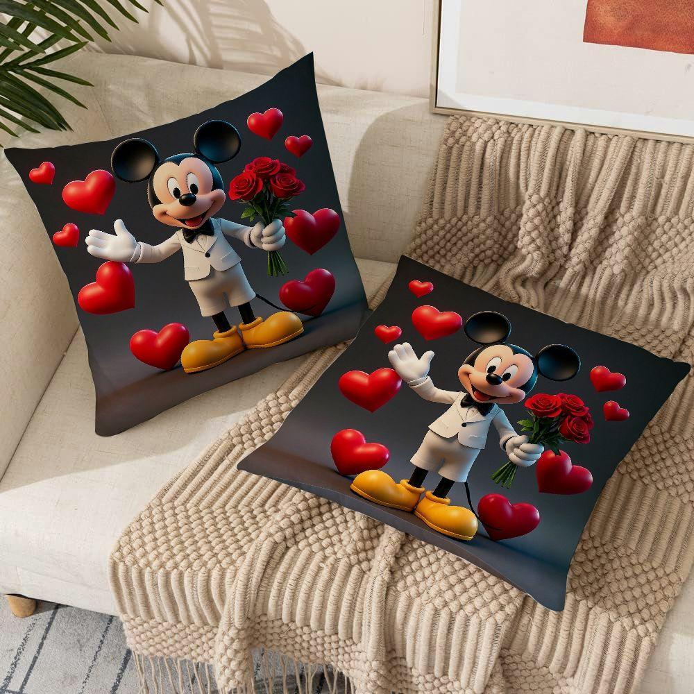 Two-Pack of Disney Mickey Mouse Double-Sided Throw Pillow Covers, perfect for adding a decorative touch to your sofa, living room, or outdoor space.