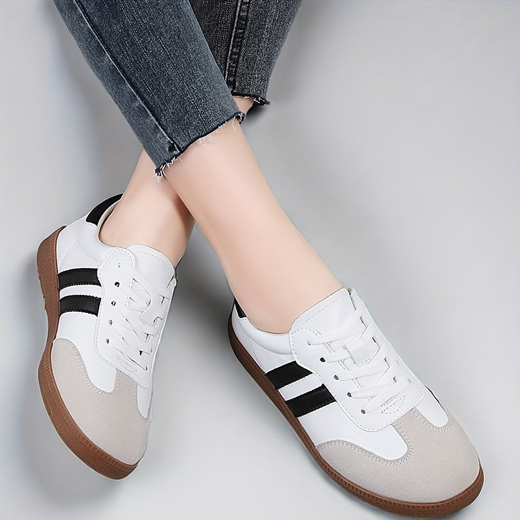 Women's colorblock sneakers with lace-up design, lightweight and comfortable for walking.