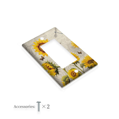 Sunflower decorative wall plate switch cover, country style, easy to clean, for bathroom and bedroom wall decor.