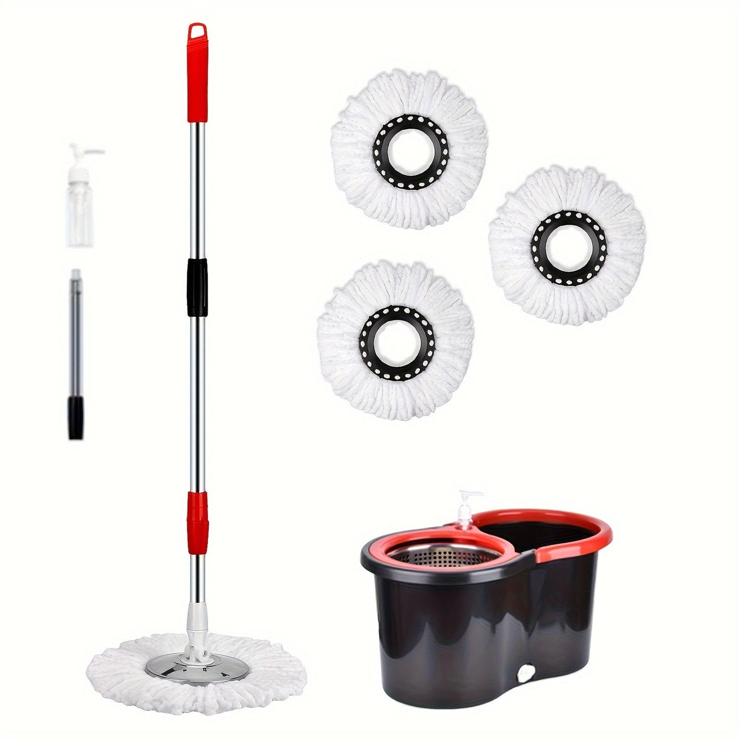 The Spin Mop and Bucket Set is perfect for cleaning bathrooms, including school bathrooms. This 360° spin mop bucket system comes with 3 microfiber mop replacement heads and a 154.94 cm stainless steel adjustable handle for easy floor cleaning. Upgrade