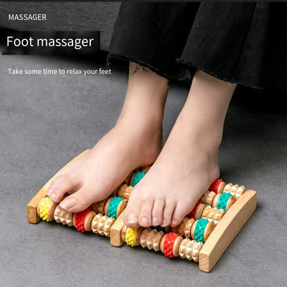 1pc Dual-Direction Wooden Foot Roller - Meridian Massager for Fatigue Relief & Relaxation at Home