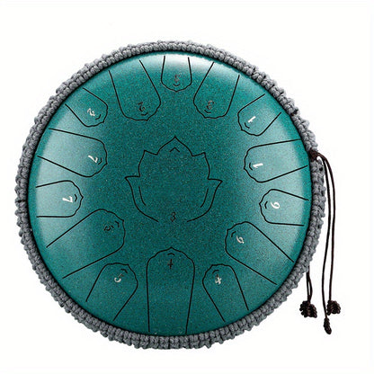 Glucophone Steel Tongue Drum - 33.02 cm, 15 Notes, Key Of C - Handcrafted Drum for Meditation, Yoga, Relaxation - Eid Al-Adha Mubarak