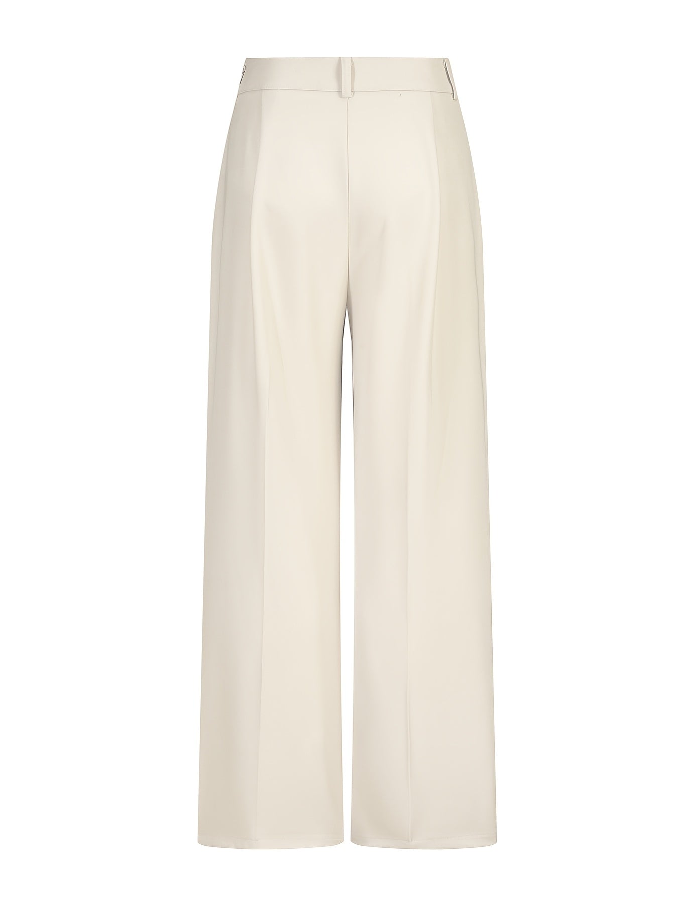 Beige wide-leg pants for women with a chic high-waisted and straight cut. Made of casual polyester material that is machine washable and suitable for all seasons.