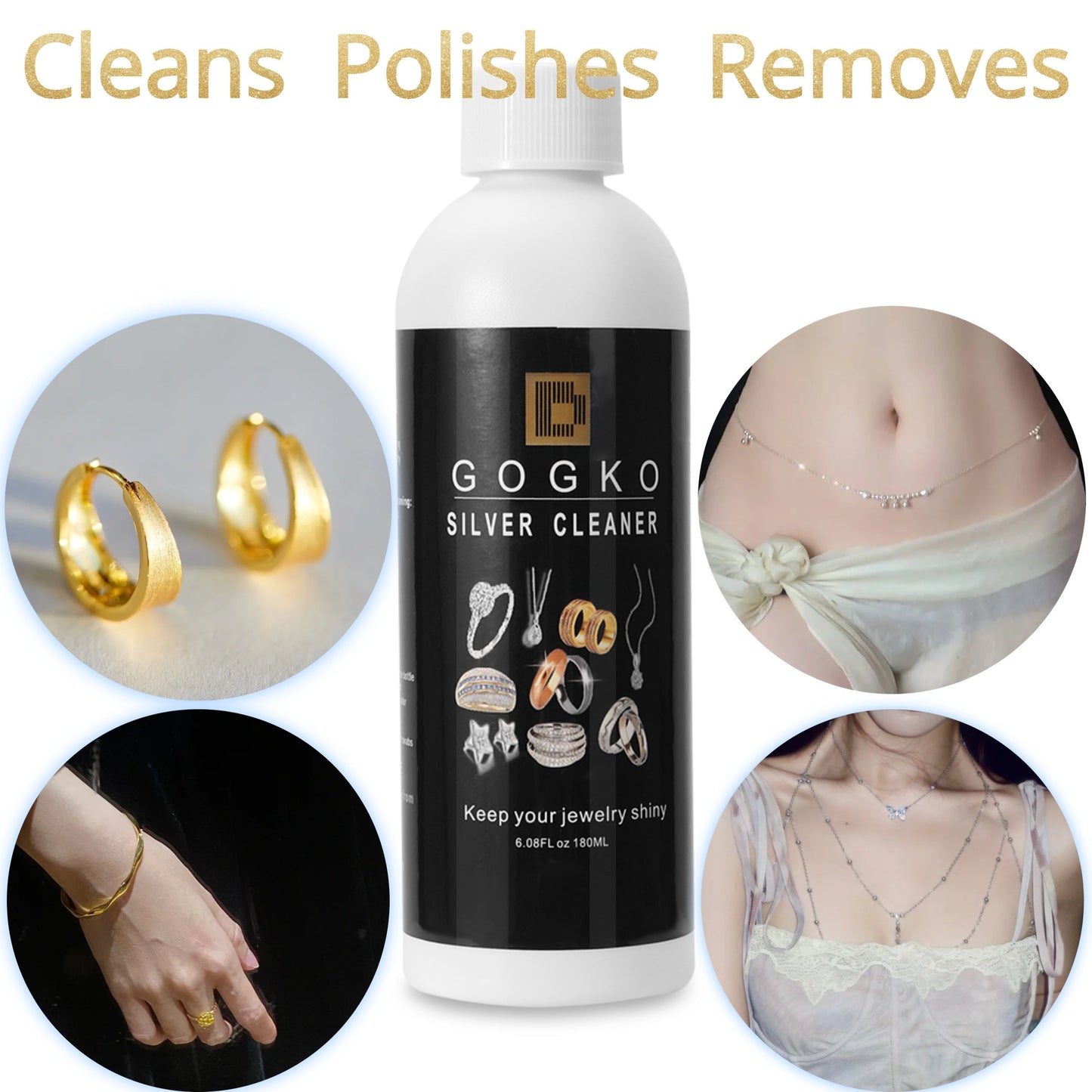 High-Quality Golden & Silvery Polishing Cleaner, 180ml - Effectively Removes Oxidation from Sterling Jewelry and Accessories