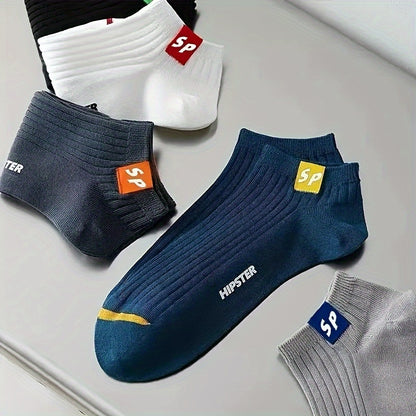 5 pairs of men's breathable and comfortable no show socks for summer.