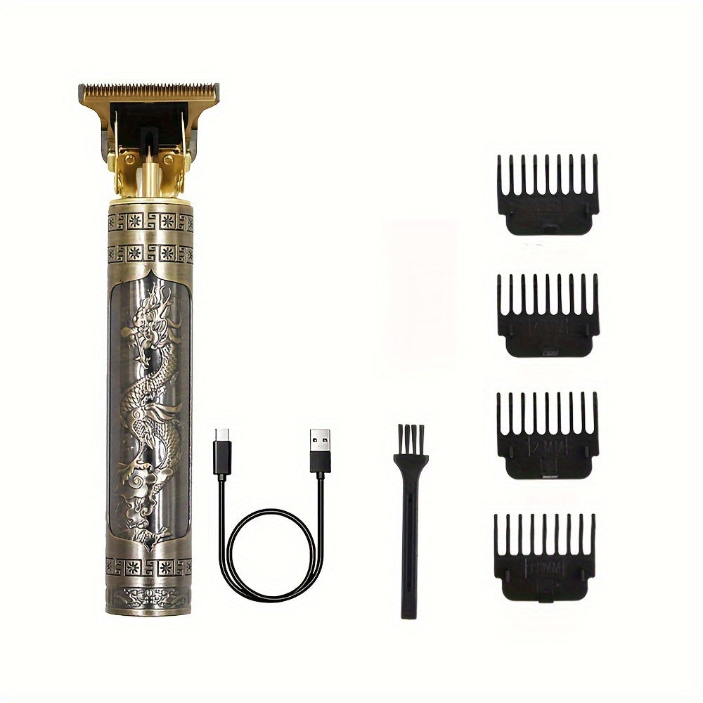 WEEME Professional Electric Hair Trimmer for Men with wireless, USB rechargeable design and various sized ceramic blades. Stylish golden design, ideal gift for family and friends.