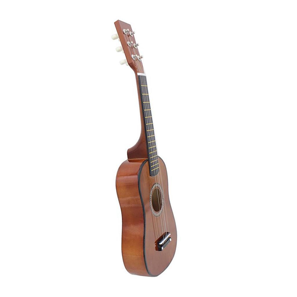 Coffee brown 23-inch mini acoustic guitar ideal for youngsters and beginners.