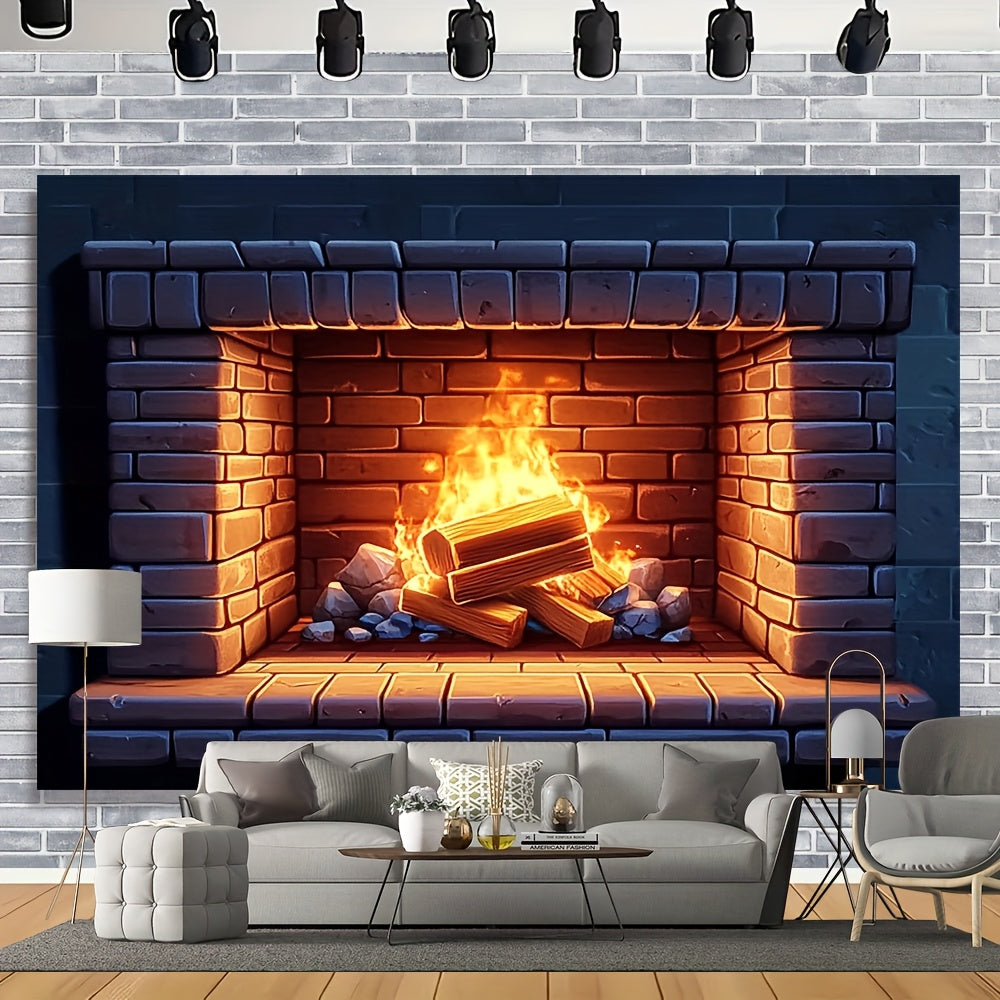 Create the cozy ambiance of a real fireplace with this 3D Fireplace Backdrop Cloth. Made from durable polyester, this wall decor is perfect for all seasons. Easy to hang with no need for electricity or batteries, it is a perfect addition to any bedroom