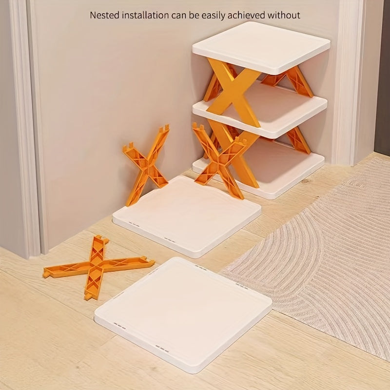 Folding Shoe Rack that Saves Space - Easy Assembly for Compact Storage in Entryway, Office, and Bathroom.