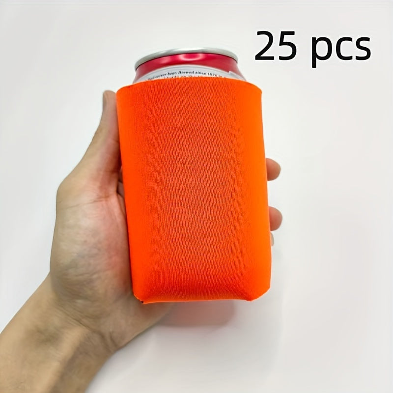 25 customizable black and white can cooler sleeves for 12oz and 16oz cans, perfect for parties, sports events, and outdoor activities.