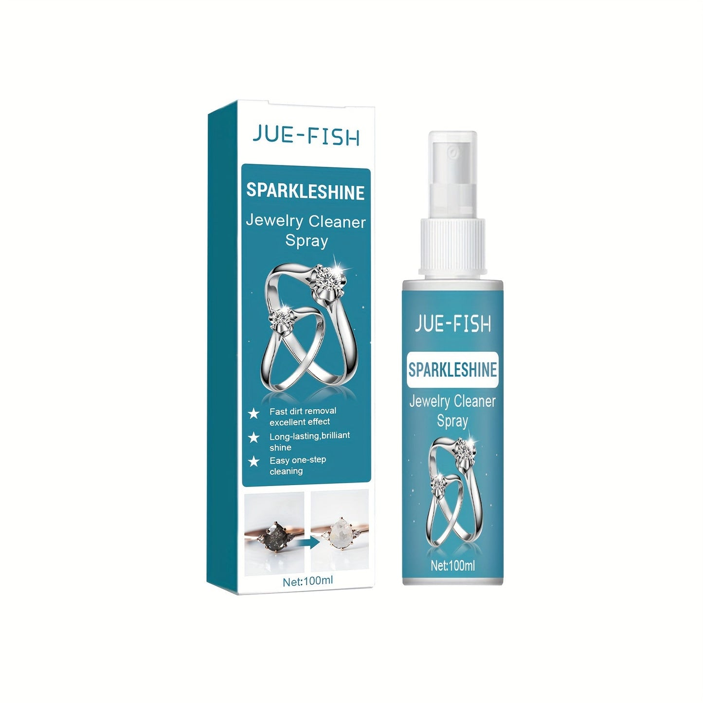 Effective Jewelry Cleaning Spray - Eliminates Stains & Tarnish on Gold, Silver, and Glass - Perfect for Household Cleaning