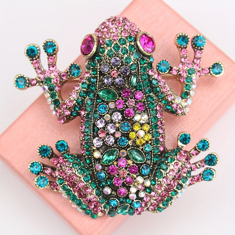 Newly Stocked European and American Heavy Industry Diamond-Encrusted Frog Brooch - A Popular Fashionable Retro Choice