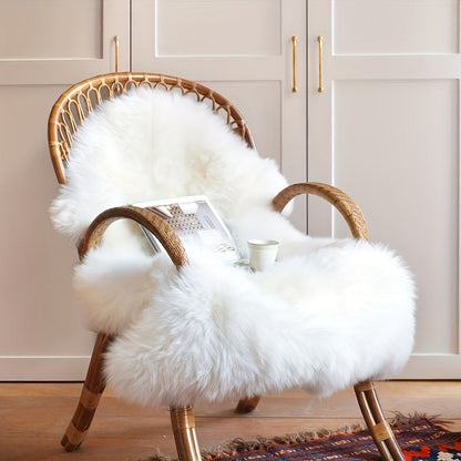 Plush Faux Fur Chair Cushion - Cozy, Non-Slip Mat for Winter Warmth - Perfect for Bedroom, Hallway, Office - Machine Washable, Made of Polyester & Acrylic Blend Faux Fur Material