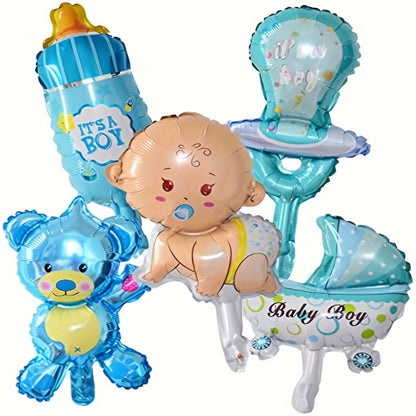 5-piece Boy or Girl Foil Balloon Set for Gender Reveal and Birthday Parties, Celebrations, and Events