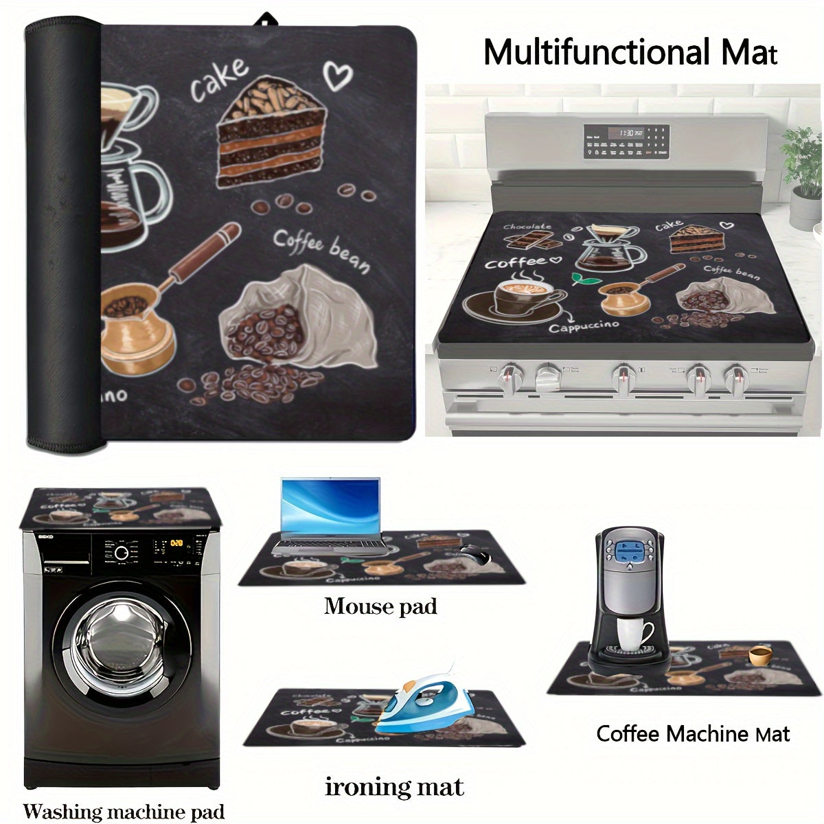 Protect your kitchen stove top with this multifunctional cover measuring 72.39x52.07cm. Made of heat-resistant and scratch-proof natural rubber, this cover is designed for electric and glass cooktops. It is dishwasher safe and comes with an anti-scratch