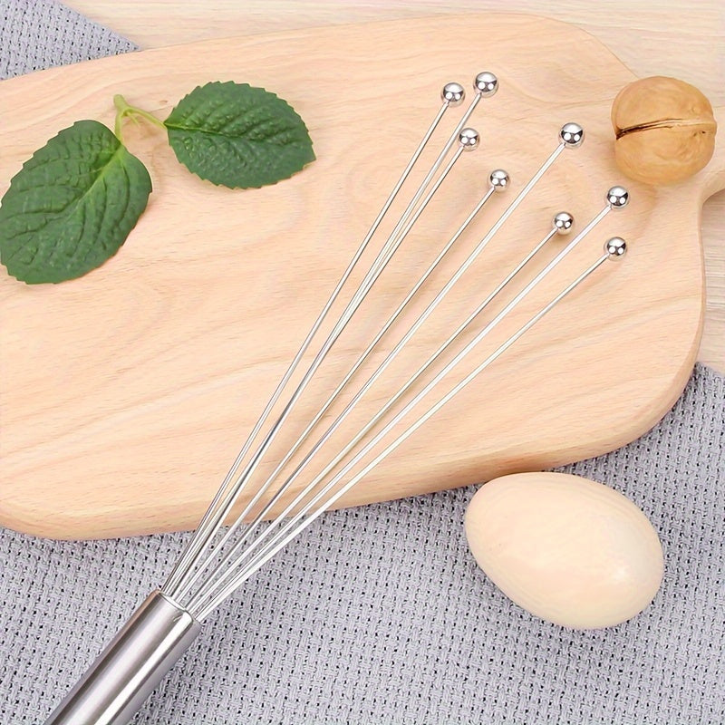 One piece or two pieces of a 25.4cm/30.48cm stainless steel ball whisk, perfect for mixing eggs, creams, and other ingredients in the kitchen during baking.