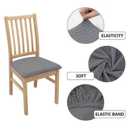 Knitted twill chair seat covers for dining chairs, perfect for weddings or home decor.