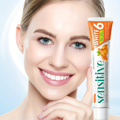 1pc 100g Turmeric toothpaste for whitening & brightening, deep cleaning, fresh breath, oral care with natural ingredients