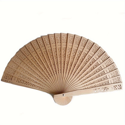 Set of 24 Elegant Wooden Wedding Fans - Folding Hand Fans for Bridal Party Favors and Performance