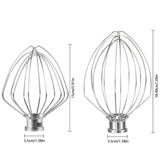 Olti tirgakli tuxum urgich 4.5-5QT Tilt-Head va 5QT Lift Bowl Stand mikserlari bilan ishlash uchun mo'ljallangan bo'lib, KA mikserlari uchun mos o'rnini bosuvchi qism sifatida xizmat qiladi.