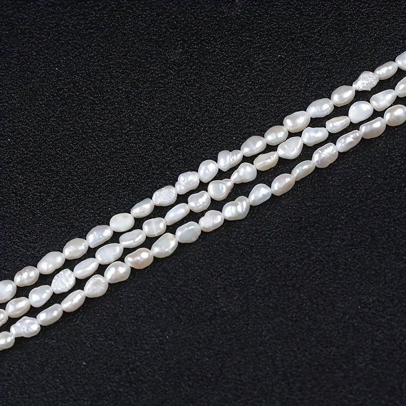 Beautiful 4-5mm Natural Freshwater Pearl Beads, Double-Sided Shiny Finish with Straight Hole for Crafting Custom Jewelry - Ideal for Making Bracelets & Necklaces.