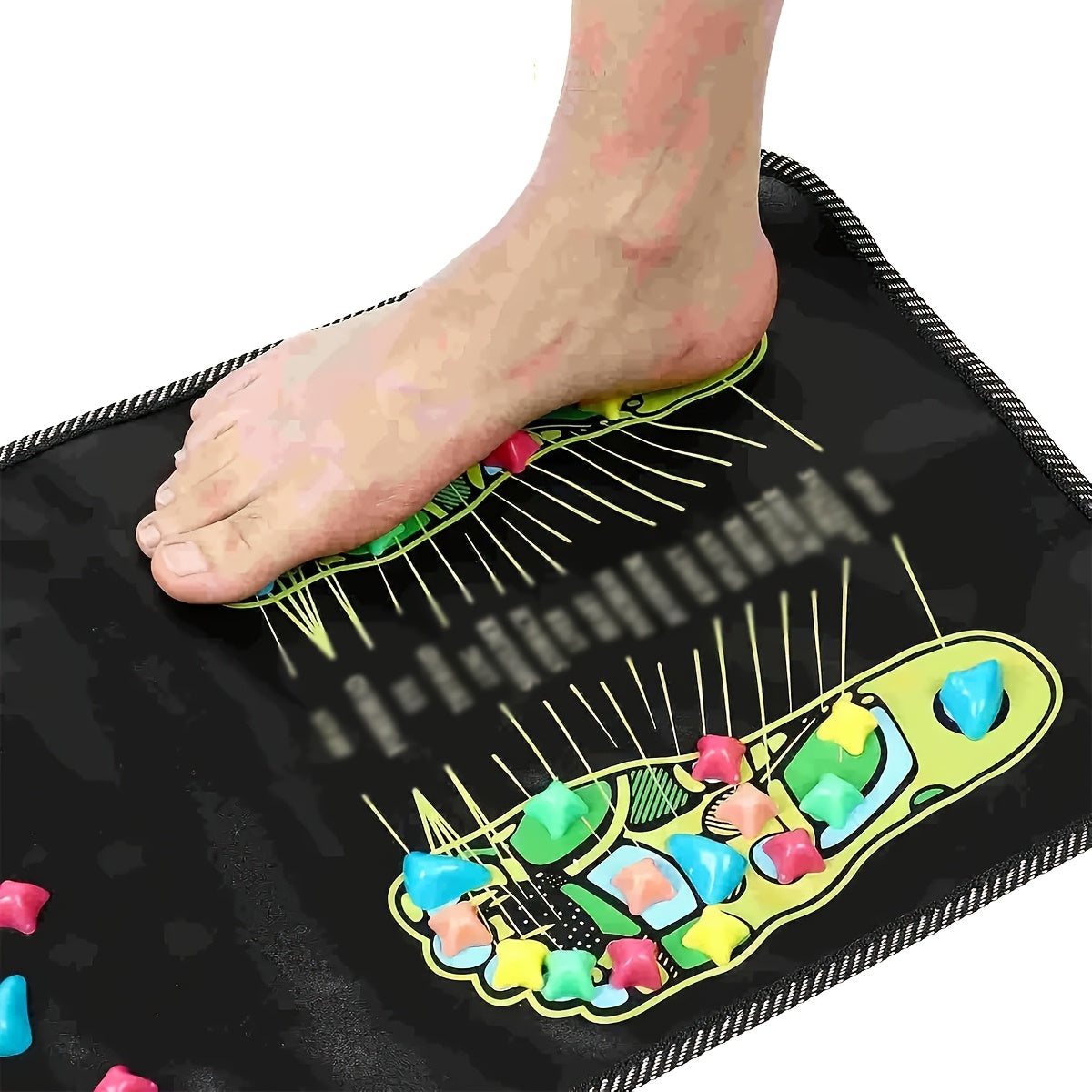 1 piece Acupressure Foot Massager Mat with Colorful Acupoint Stickers for Health and Wellness.