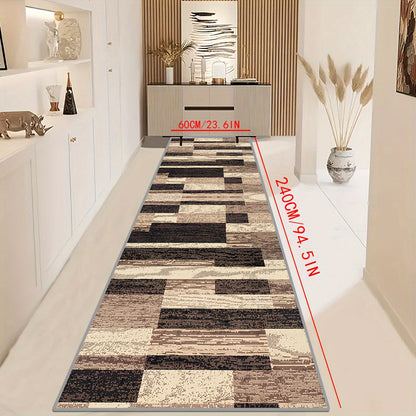 Upgrade your home decor with our luxurious Crystal Velvet Runner Rug. This 6mm thick rug is soft and comfortable, featuring a creative grid design that will enhance any room. It is machine washable, non-slip, and stain-resistant, making it perfect for