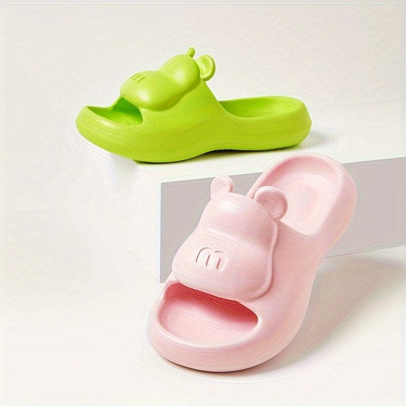 Adorable cartoon design slides with lightweight, non-slip sole for indoor or outdoor wear. Perfect for summer relaxation.