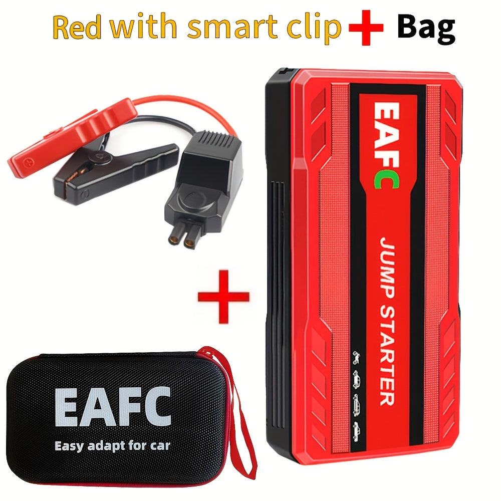 Portable car jump starter with LED light, supports starting gasoline cars up to 3.0L.