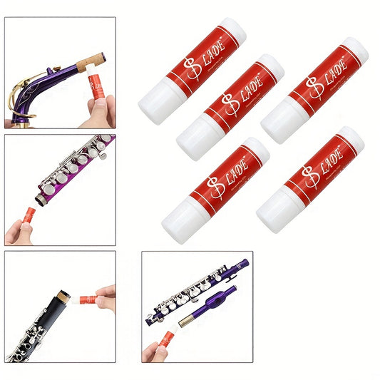 5 pieces of high-quality cork grease for clarinet, saxophone, flute, and oboe - odorless lubricant for easy assembly.