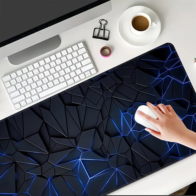 Large blue 3D textured mouse pad for gaming and office use, with a waterproof, non-slip rubber base. Perfect for keyboard and laptop, PC and learning accessories.