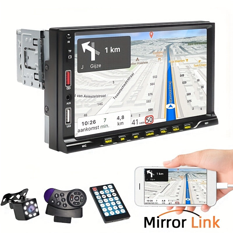 7" Touch Screen GPS Audio Receiver with DVD Player, USB Aux Input, Car Radio, Mirror Link Compatible