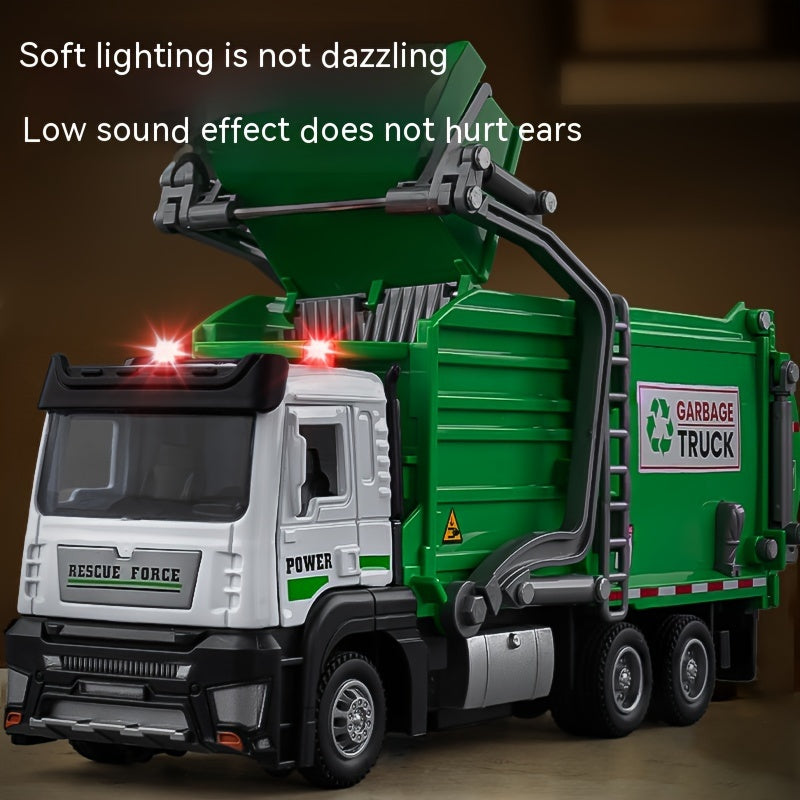 Toy garbage truck for children to simulate cleaning and sorting waste, promoting environmental sanitation and cleaning.