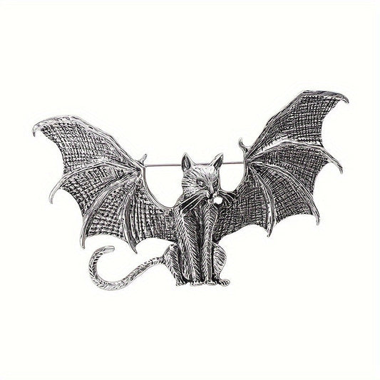 Retro Bat Cat Brooch Halloween uchun mukammal, Vintage Lapel Pin Ruksak yoki Ayollar Zargarligi uchun, Ajoyib Bayram Hediye