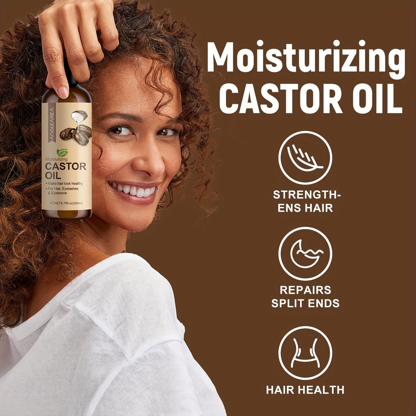 200ml Castor Oil for Hair, Eyelashes, Eyebrows & Skin, Cold-Pressed Unrefined