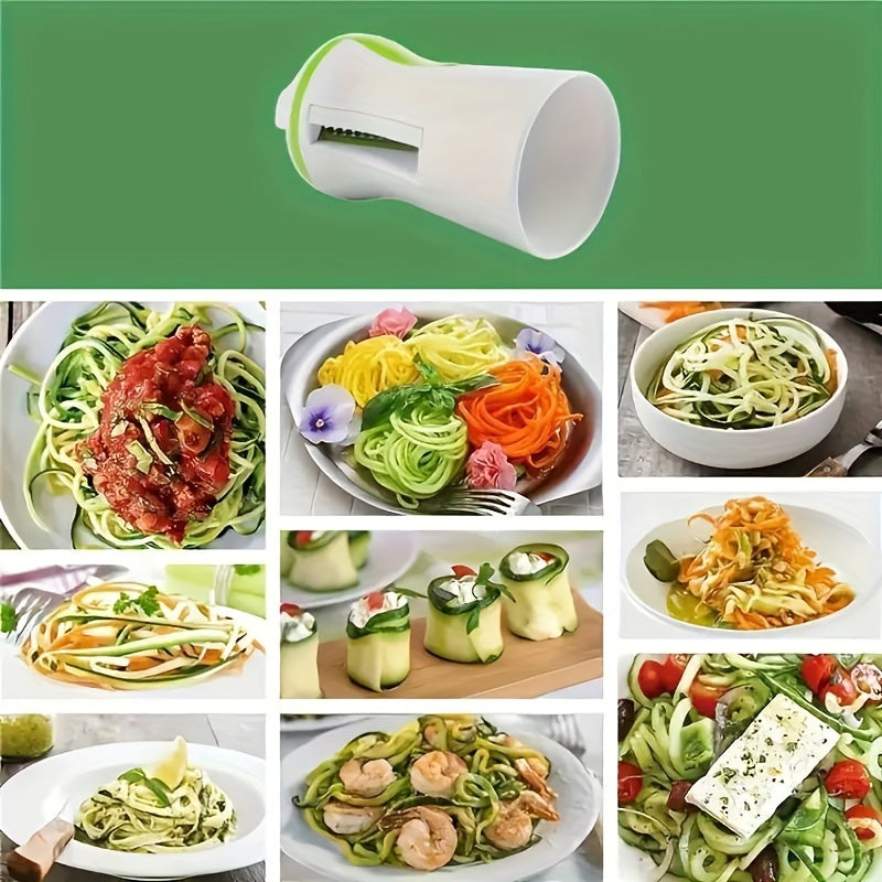 Manual Spiralizer Vegetable Slicer with Handheld Operation - Heavy-Duty Veggie Pasta & Noodle Maker, Kitchen Shredder Tool for Zucchini, Carrots, Cucumbers - Food-Grade Cutter, Multi-Function 1pc