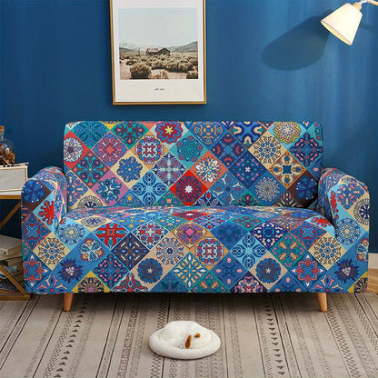 Bohemian-inspired milk printed sofa slipcover for home decor, protects furniture in bedroom, office, or living room. Non-slip design.